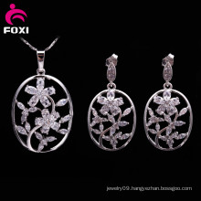 2016 Elegant Women Diamond Plated Silver Jewelry Set